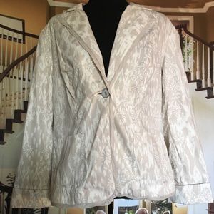 Coldwater Creek Cream and Tan Blazer, Ikat Print